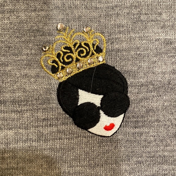 Alice + Olivia Appliqué Sweater, L, Grey, hardly worn - Picture 2 of 5